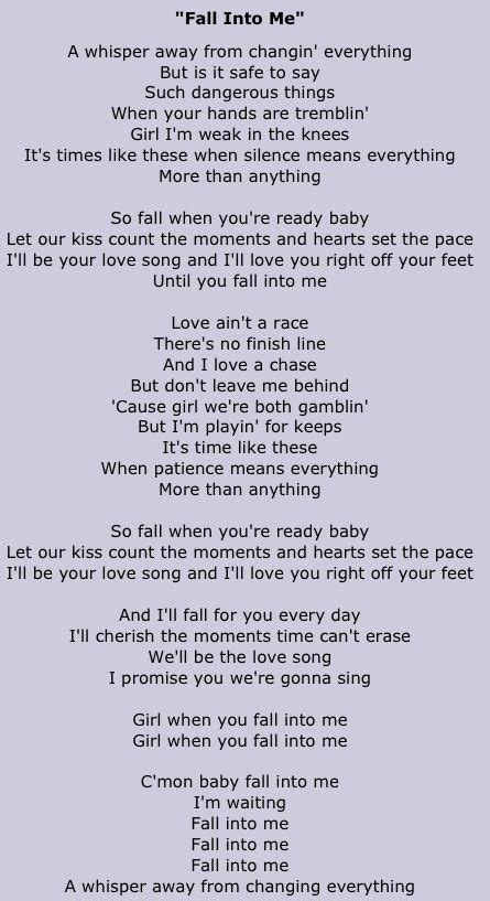 song fall into me|fall into me song lyrics.